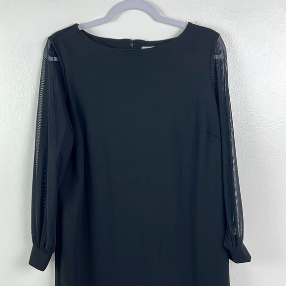 Chico’s‎ New Women’s US 8 Solid Black Mesh Long Sleeve Shift Dress - Picture 6 of 13